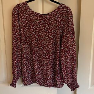 Allison Joy Burgundy Floral Blouse